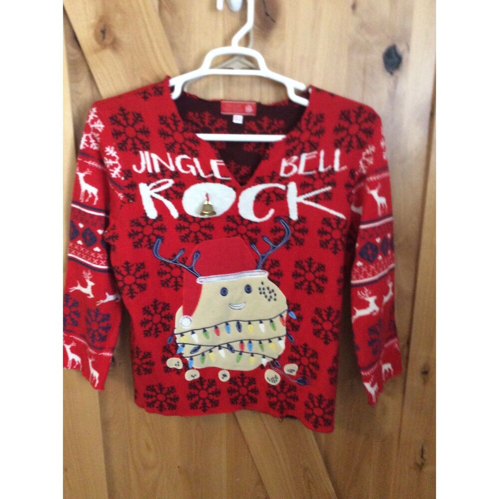 Ugly Christmas Sweater small Jingle Bell "Rock"